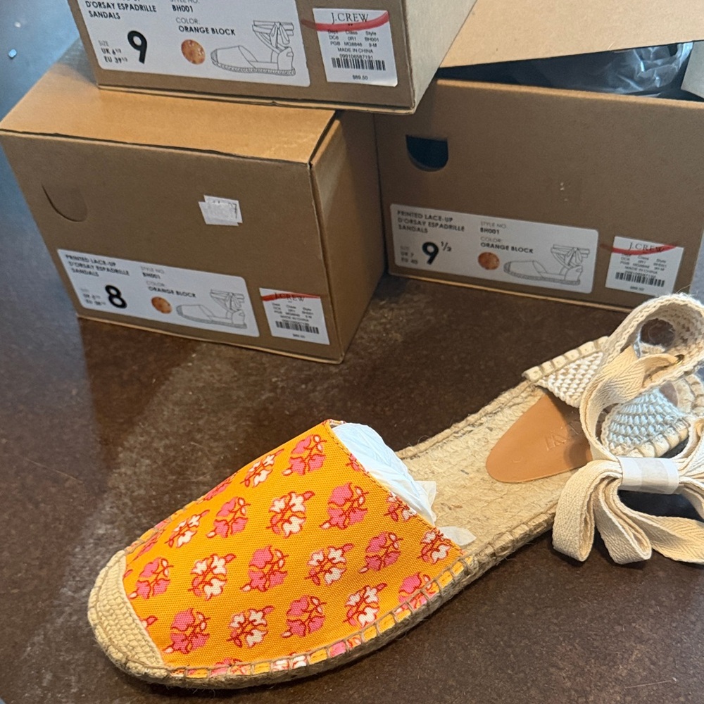 J. Crew Orange Floral Espadrilles